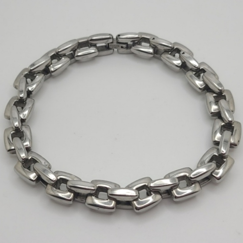 Stainless Steel Unisex Large Box Link Chain Bracelet  9 1/2" Stamped